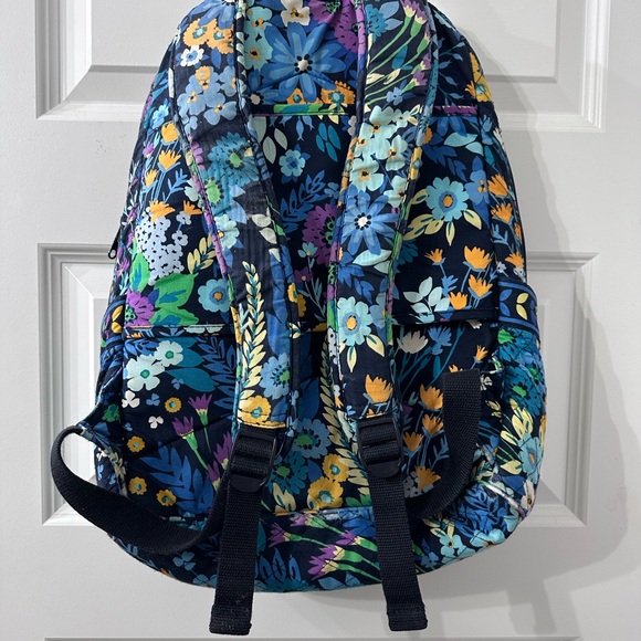 Vera Bradley Navy Quilted Floral Backpack with Blue, Purple & Yellow Accents - Picture 2 of 13